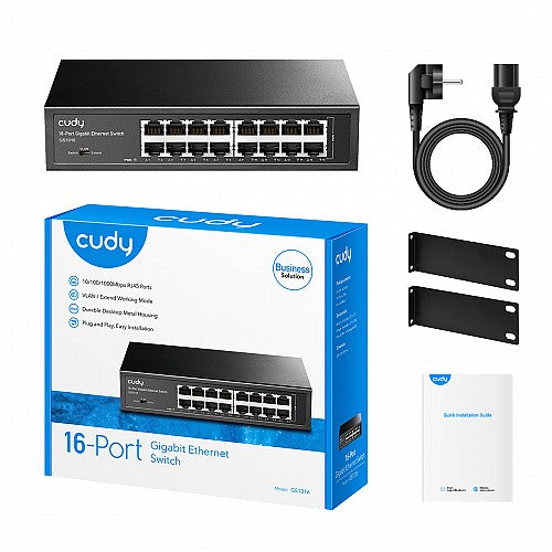 Cudy GS1016 16-Port Gigabit Ethernet Switch R/M with UK Plug Cudy GS1016 16-Port Gigabit Ethernet Switch R/M with UK Plug